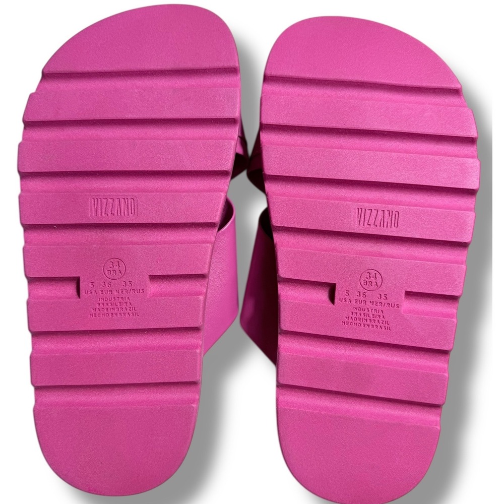 NEW Vizzano Women's Pink Platform Slides Gold Logo Cross Strap Sandals Size 5 35 - Picture 3 of 11